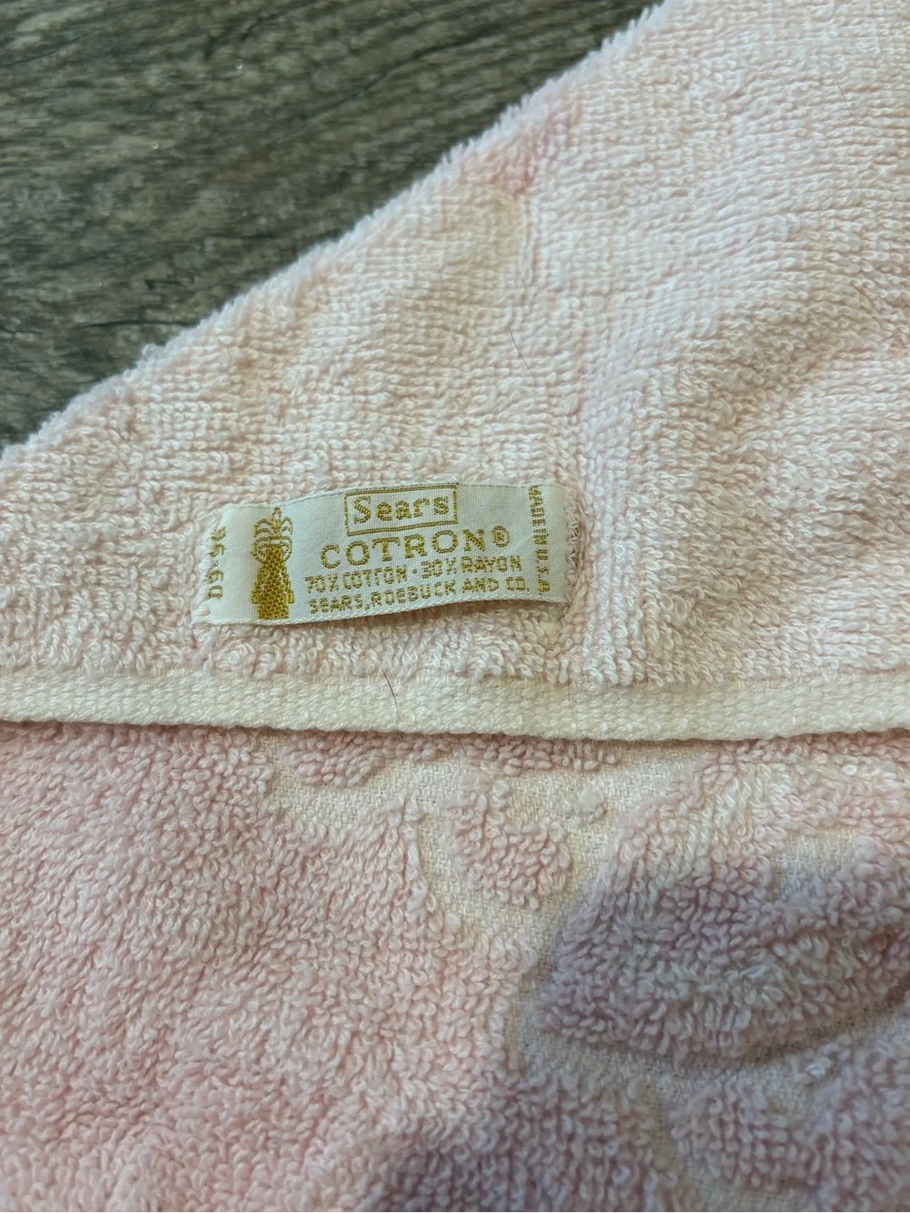Vintage‎ MCM Sears Cotron Hand Towel Pink Floral 1970s Fringe 16x23